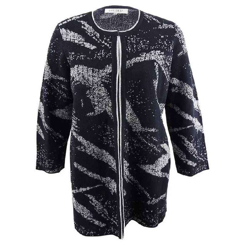 Kasper Women's Foil-Print Cardigan Sweater Sharp Women's Italian