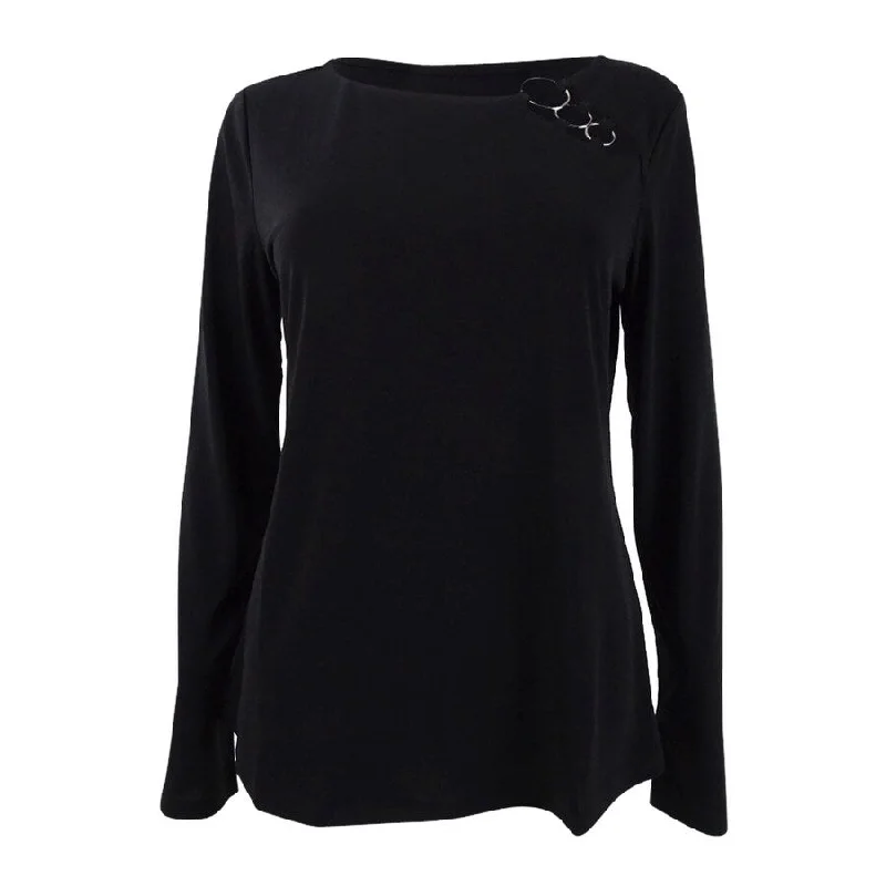 INC International Concepts Women's Metallic-Ring Top Disco