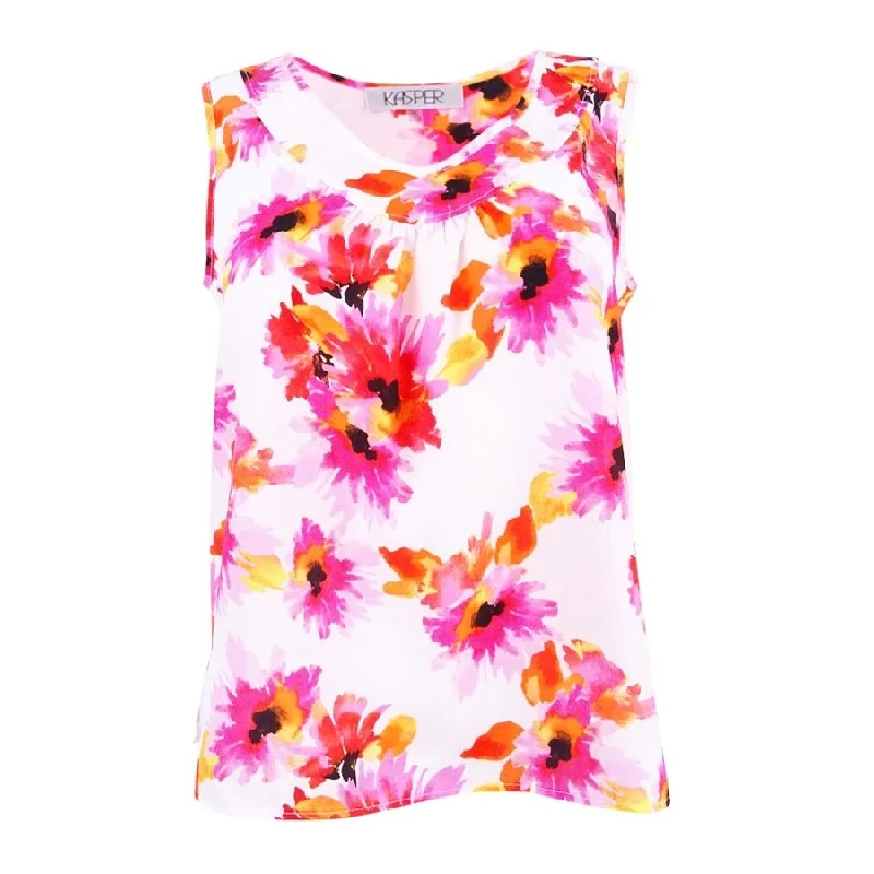 Kasper Women's Printed Pleat-Neck Top Confident Women's High - fashion