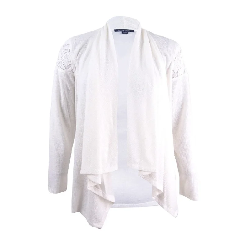 Tommy Hilfiger Women's Lace-Contrast Waterfall Cardigan Gym