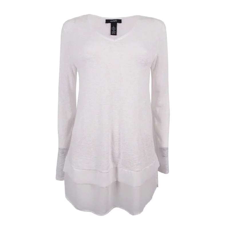 Alfani Women's V-Neck Sweater Top Sophisticated Women's Tailored