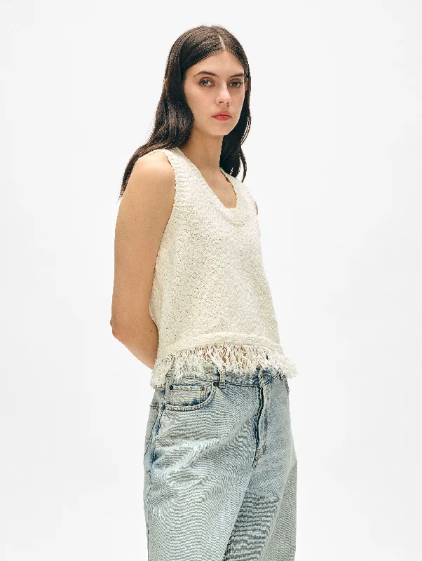 Cotton Fringe Tank Stylish Women's Tropical 