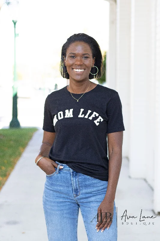 Mom Life Women's Puffy Print Graphic Tee Unique Women's Upcycled