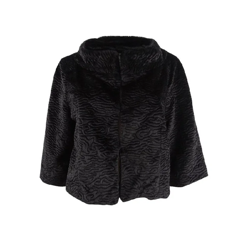 Vince Camuto Women's Elbow Sleeve Faux-Fur Shrug Sophisticated Women's Tailored