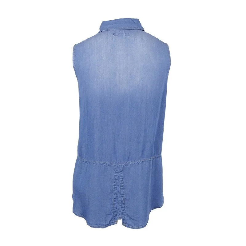 INC International Concepts Womens Split-Back Denim Shirt 4, Indigo Adventure