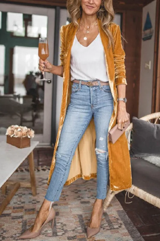 Cheering My Way Velvet Kimono Coat Modern Women's 
