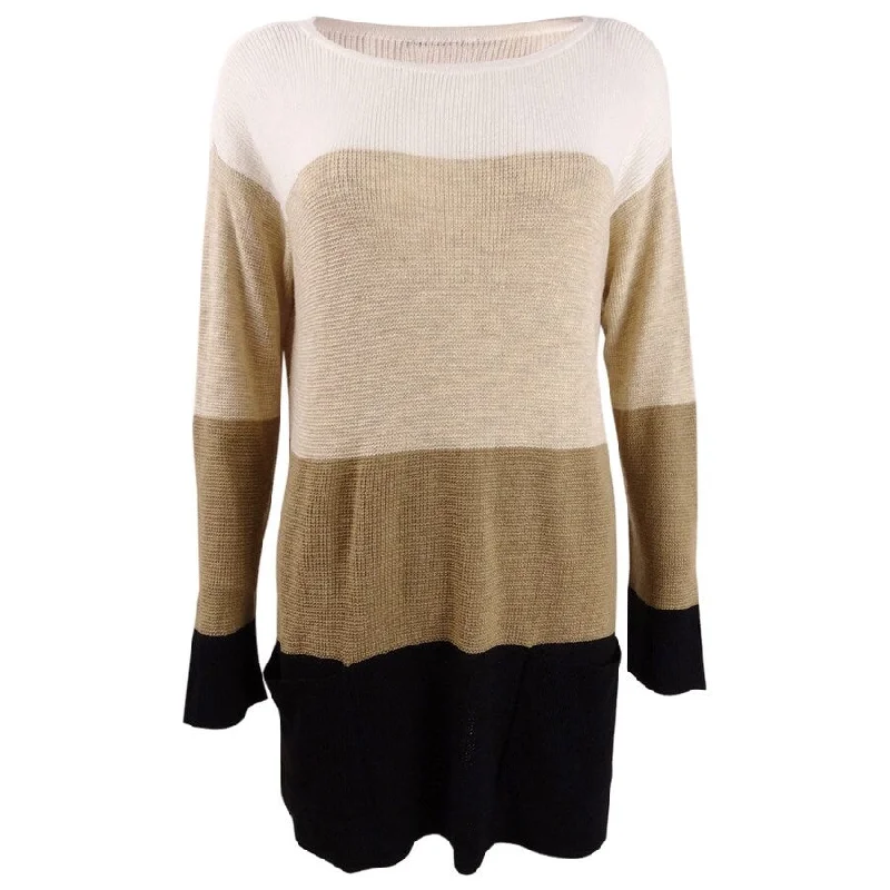 Vince Camuto Women's Colorblocked Waffled Sweater Relaxed Women's 