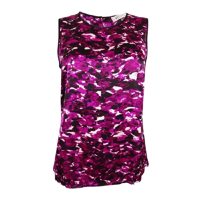 Kasper Women's Abstract Print Crew Neck Top Contemporary 
