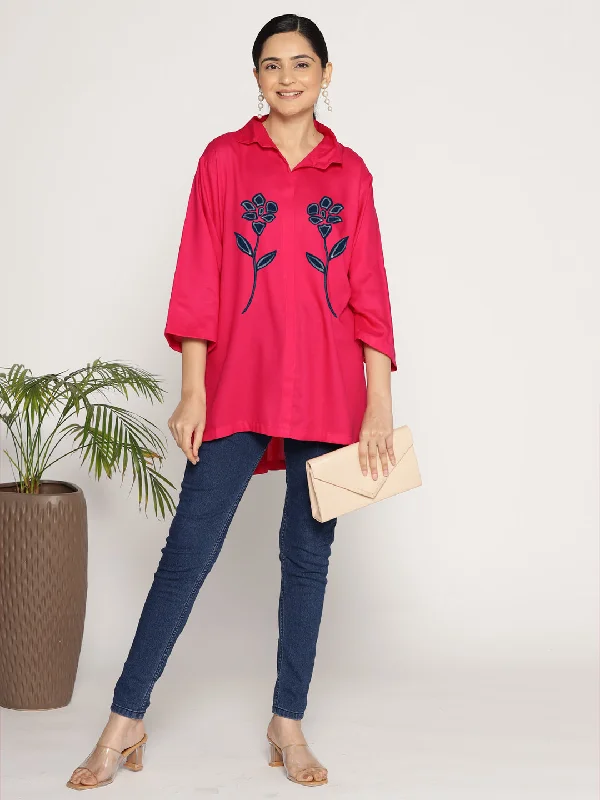 Magenta Rayon ShirtTop - Recharge Practical Women's Multi - 