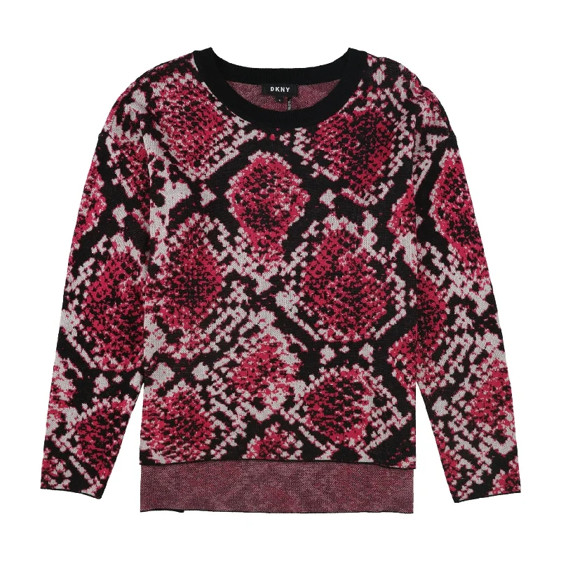 DKNY Womens Snake Print Pullover Sweater, Pink, Small Practical Women's Quick - dry