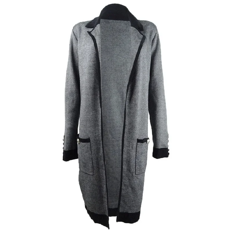 Tommy Hilfiger Women's Textured-knit Collared Duster Cardigan Athletic Women's 
