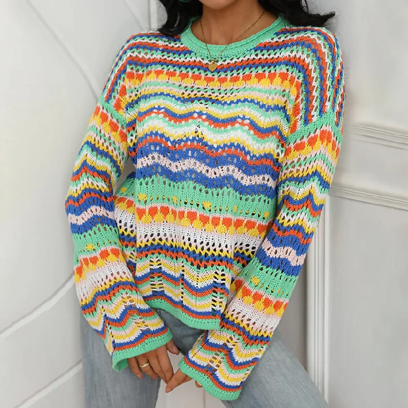 Women's Jumper Cable Knit Pullover Sweater Long Sleeve Cool Women's Distressed