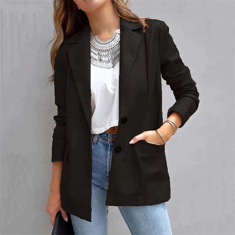 Women's Blazer Warm Breathable Outdoor Office Street Pocket Single Breasted Turndown Refined Women's Classic 