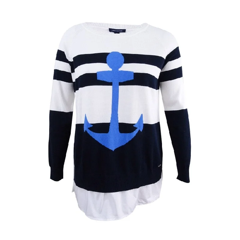 Tommy Hilfiger Women's Cotton Layered-Look Sweater Refined Women's Classic 