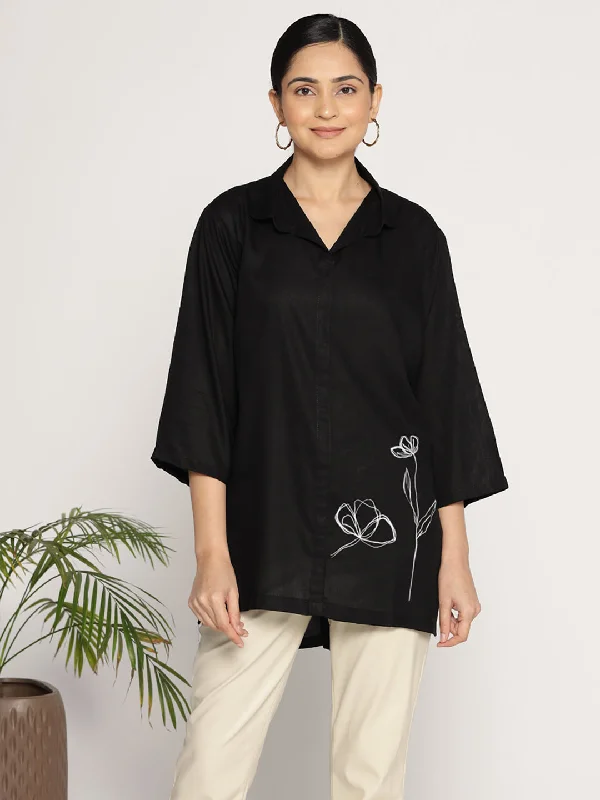 Black Rayon ShirtTop - Ravissant Refined Women's 