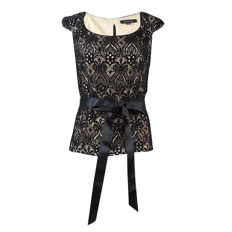 R&M Richards Women's Belted Sequined Lace Zip Top Sporty Women's Tennis